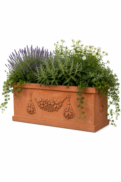 Großer, massiver Blumenkasten aus original Impruneta-Terracotta